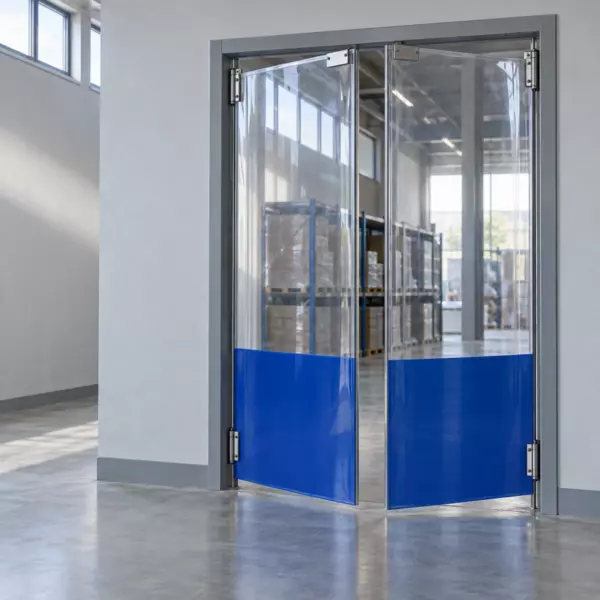 Маятниковая распашная двустворчатая эластичная дверь из ПВХ 240*220