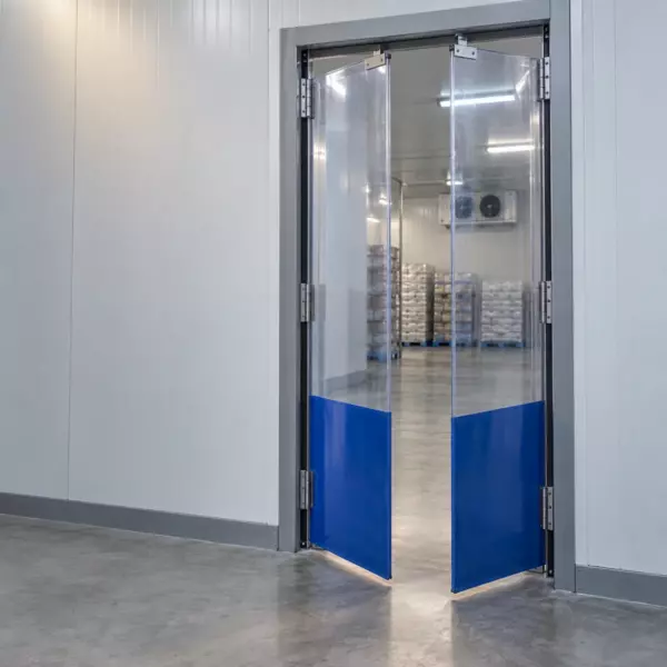 Маятниковая распашная двустворчатая эластичная дверь из ПВХ 290*120
